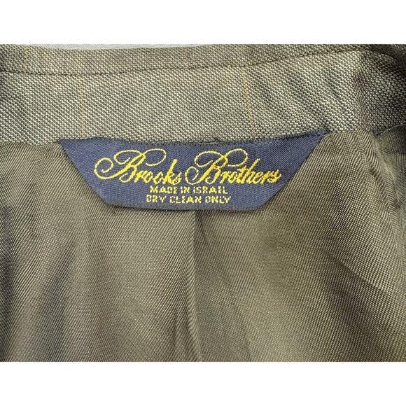 Men’s Brooks Brothers Pure New Wool Subtle Olive Blazer Jacket Lined Size 40S - Picture 5 of 10